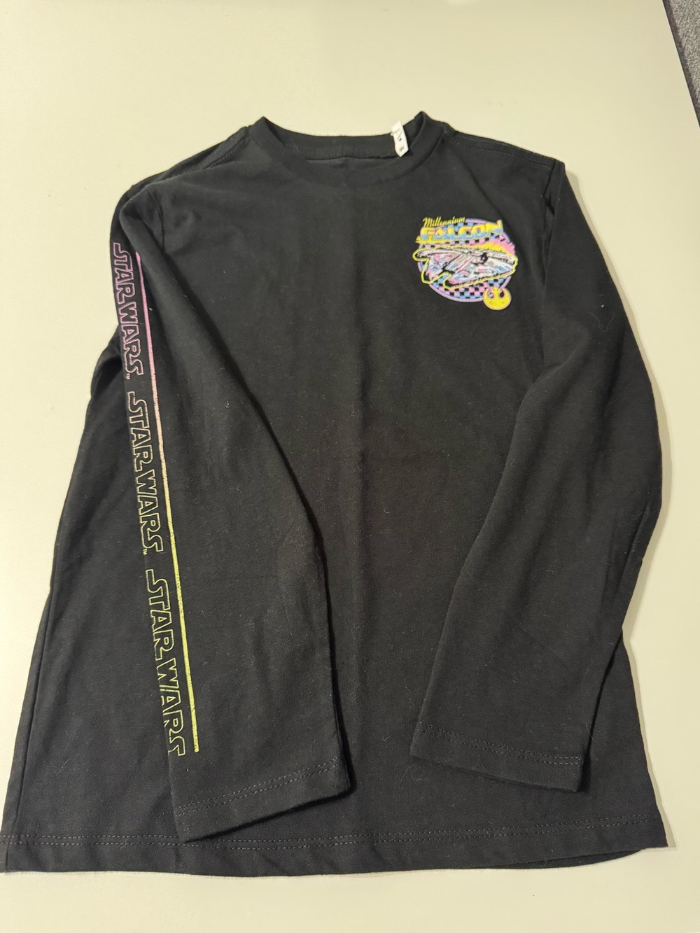 Star Wars Black Long Sleeve Tee with Neon Graphic